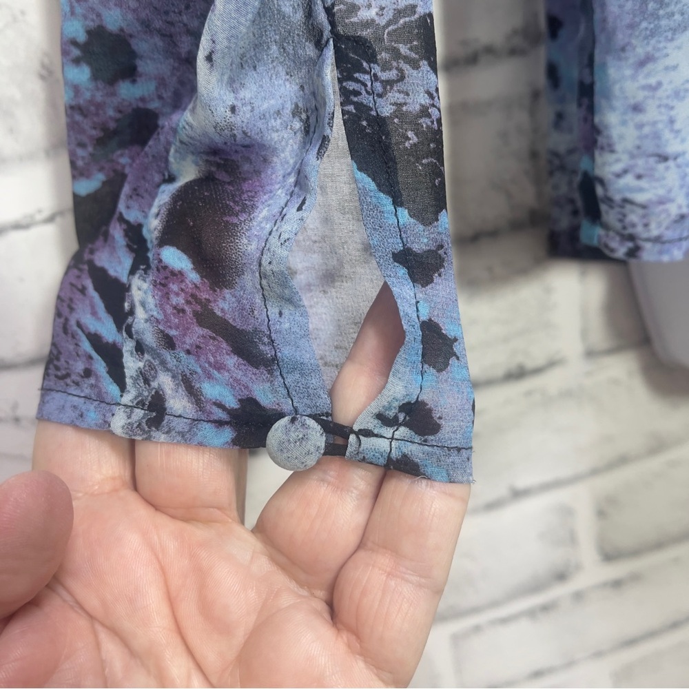 Cabi Semi Semi-Opaque Python Hidden Button Blouse… - image 7